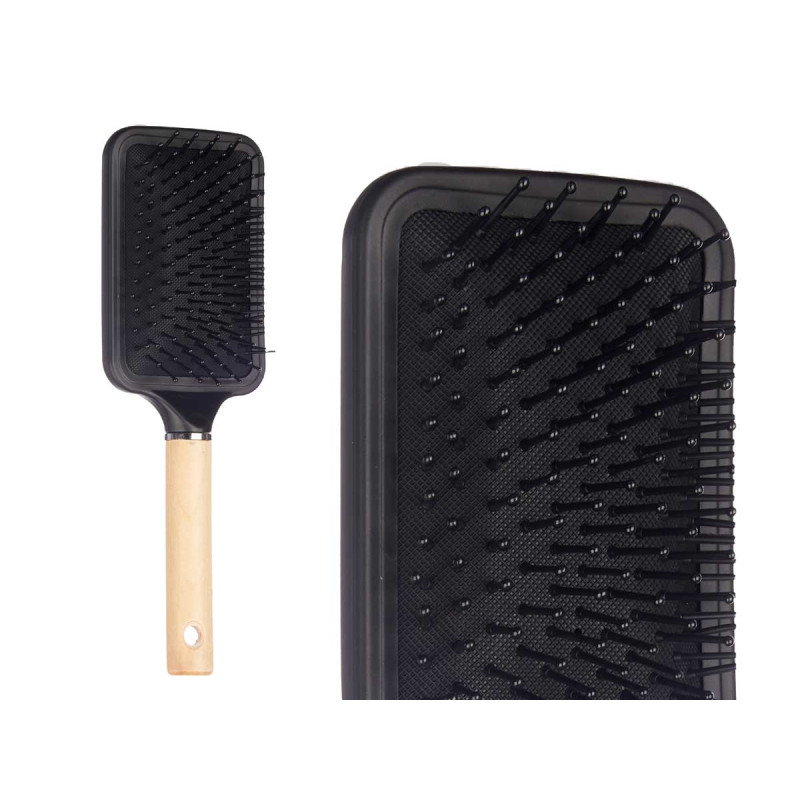 BROSSE À CHEVEUX CARRÉE MANCHE BOIS 