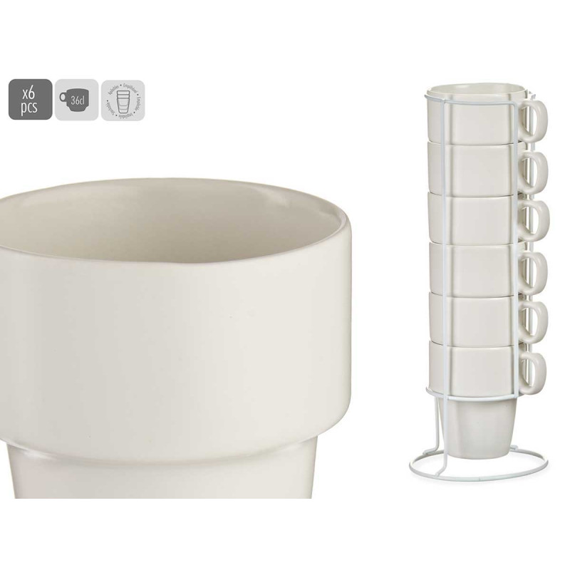 SET 6 TAZAS PORCELANA APILABLE BLANCO 36CL C SUPOR