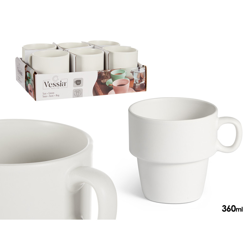 TAZA DESAYUNO PORCELANA APILABLE BLANCO 36CL