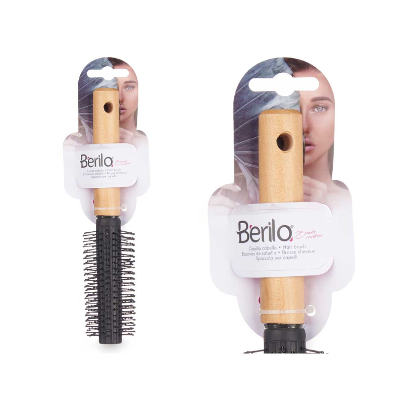 SPAZZOLA PER CAPELLI RICCI  MANICO LEGNO