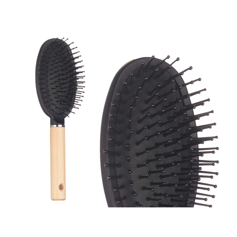 SPAZZOLA PER CAPELLI OVALE  MANICO LEGNO