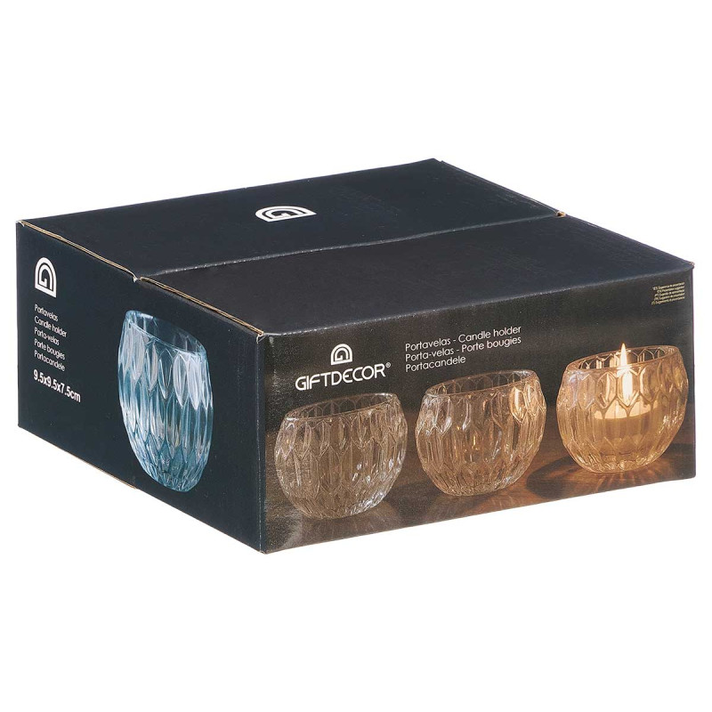 GLASS DIAMOND CANDLE HOLDER BIG