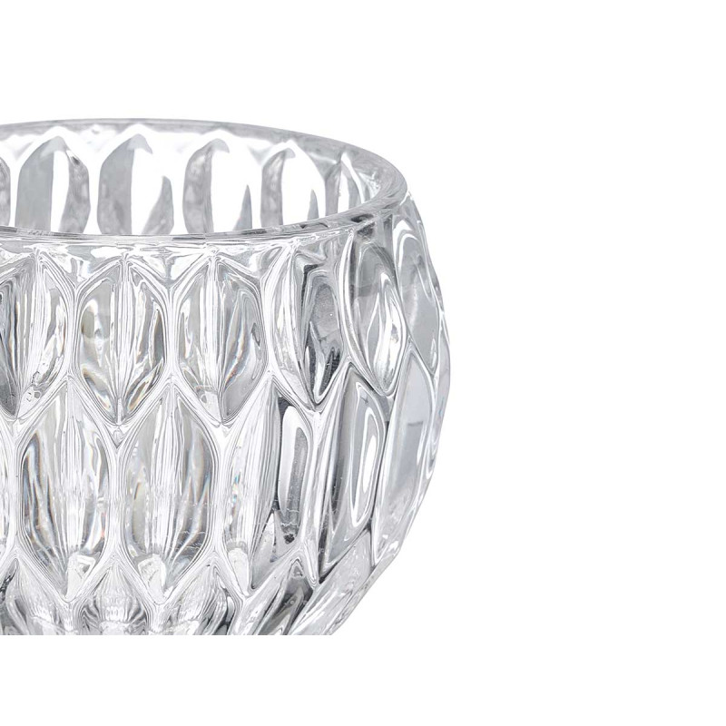 GLASS DIAMOND CANDLE HOLDER BIG