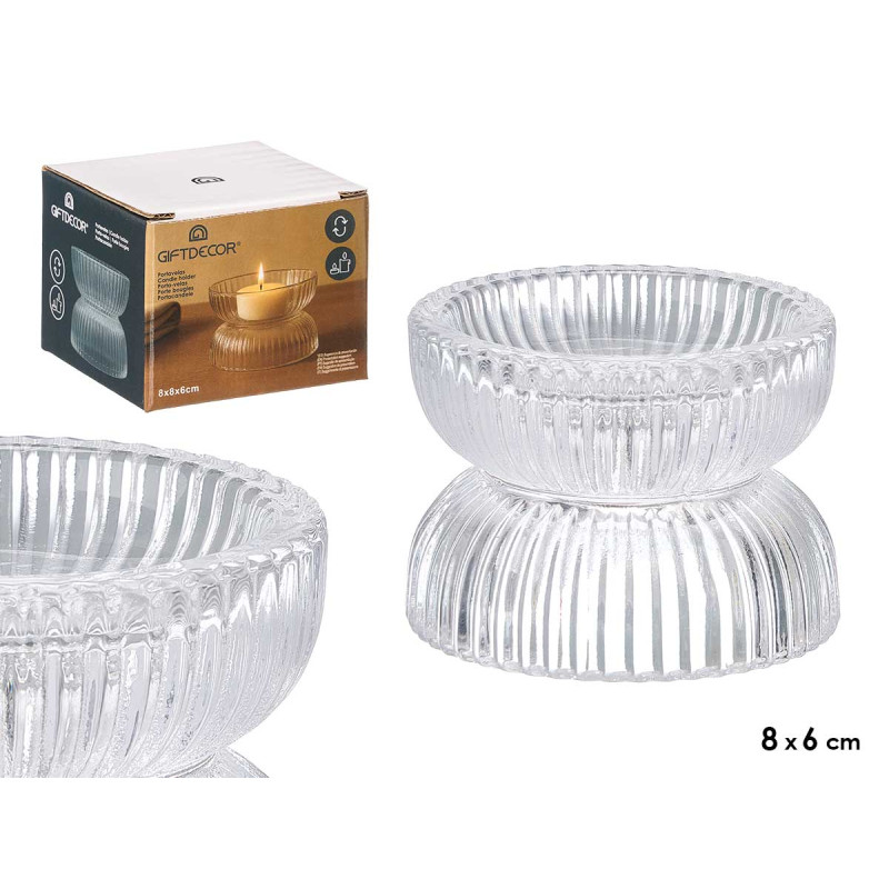 BOUGEOIR EN VERRE DOUBLE BOL