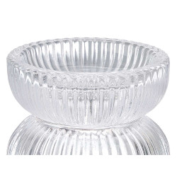 GLASS CANDLE HOLDER DOUBLE BOWL
