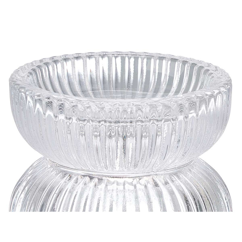 GLASS CANDLE HOLDER DOUBLE BOWL