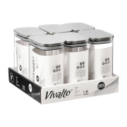 FRASCO RECTANGULAR BOROSILICATO 1,4L TAMPA AÇO