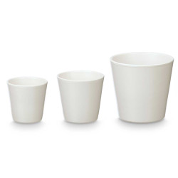 CONJ DE 3 VASOS CONICOS 14 17 22CM BRANCO MAT