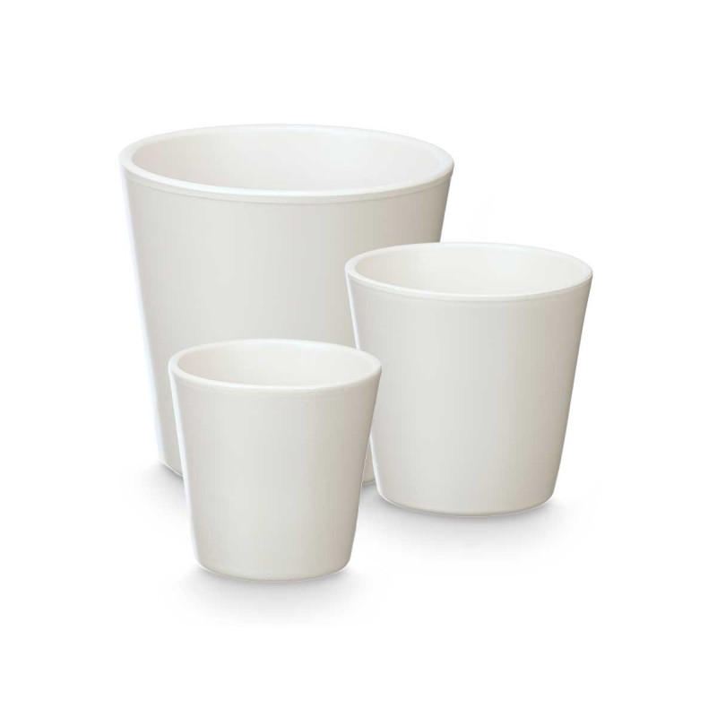 CONJ DE 3 VASOS CONICOS 14 17 22CM BRANCO MAT