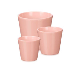 CONJ DE 3 VASOS CONICOS 14 17 22CM ROSA MAT