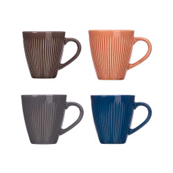 TAZA CERAMICA RAYAS 9CM COLORES OSCURO SURT 4