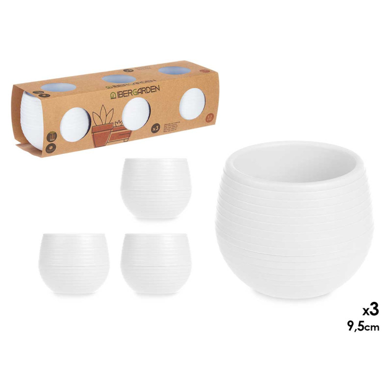 SET 3 VASI RISERVA D'ACQUA 9,5 CM BIANCO