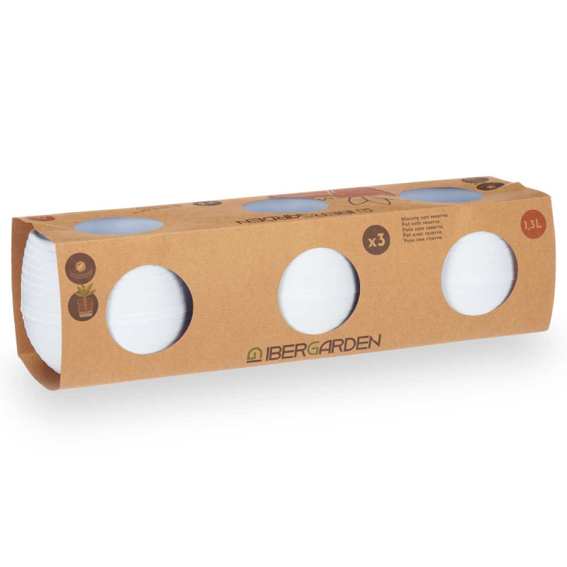 SET 3 VASI RISERVA D'ACQUA 13 CM BIANCO