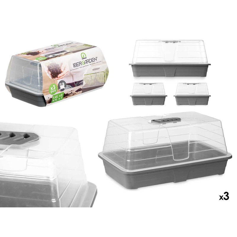 SET 3 GREENHOUSES 1,4 AND 4,1 L WITH VENTILATION
