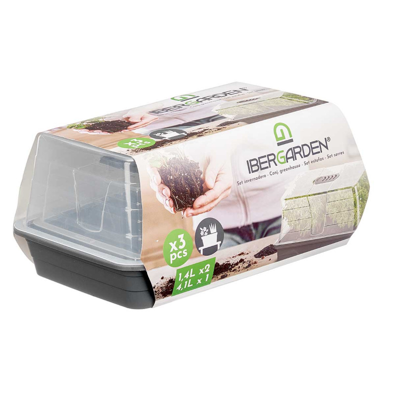 SET 3 GREENHOUSES 1,4 AND 4,1 L WITH VENTILATION