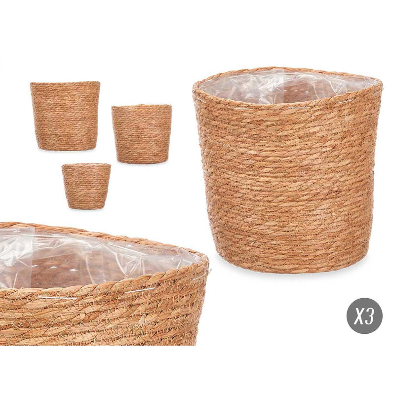 SET 3 TALL ROUND ESPARTO BASKETS 