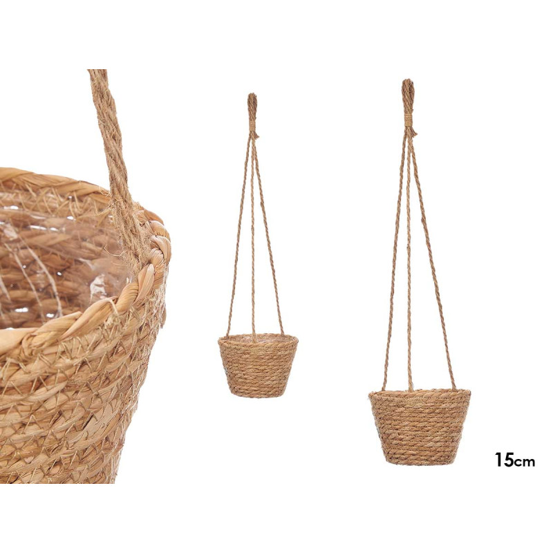 POT DE FLEURS SUSPENDU CONIQUE EN SPARTE 15CM