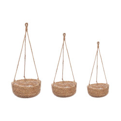 SET 3 POTS DE FLEURS SUSPENDUS EN SPARTE 