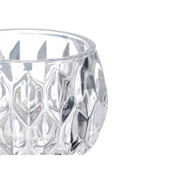 GLASS DIAMOND CANDLE HOLDER SMALL