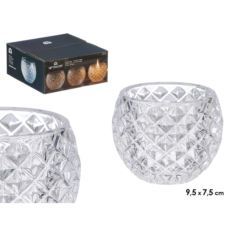 GLASS RHOMBUS CANDLE HOLDER BIG