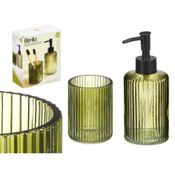 SET 2 DOSEADOR COPO 350ML BANHO VERDE RISCAS