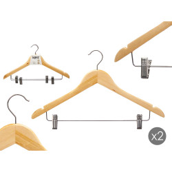 SET 2 PERCHAS MADERA C PINZA PANTALON