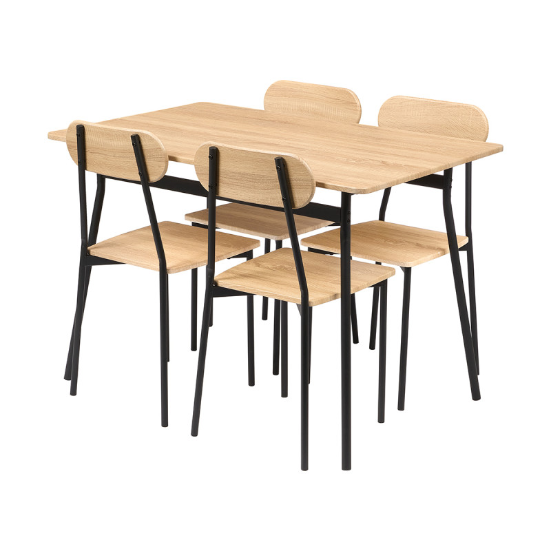 SET TABLE 4 CHAISES BOIS