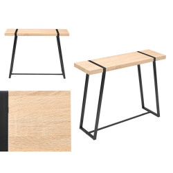 NATURAL CONSOLE TABLE BLACK LEGS 