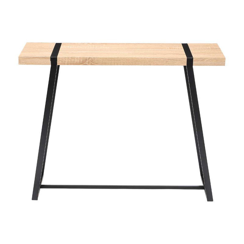 NATURAL CONSOLE TABLE BLACK LEGS 