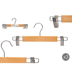 SET 3 PERCHAS MADERA C PINZA FALDA
