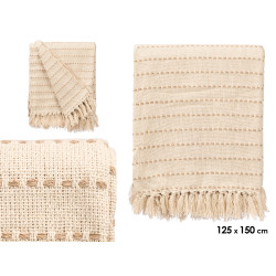 CREAM STRIPED KNIT MULTI-PUPROSE THROW 125X150CM