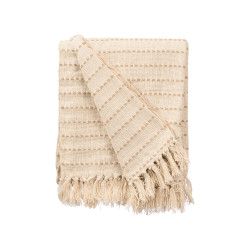 CREAM STRIPED KNIT MULTI-PUPROSE THROW 125X150CM