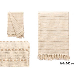 CREAM STRIPED KNIT MULTI-PUPROSE THROW 160X240CM