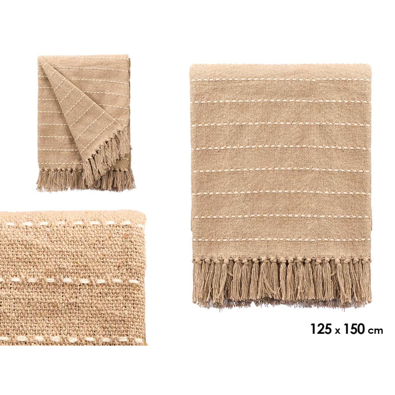 MULTIUSO RIGHE PUNTO BEIGE 125X150CM