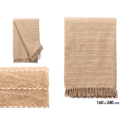 BEIGE STRIPED KNIT MULTI-PUPROSE THROW 160X240CM