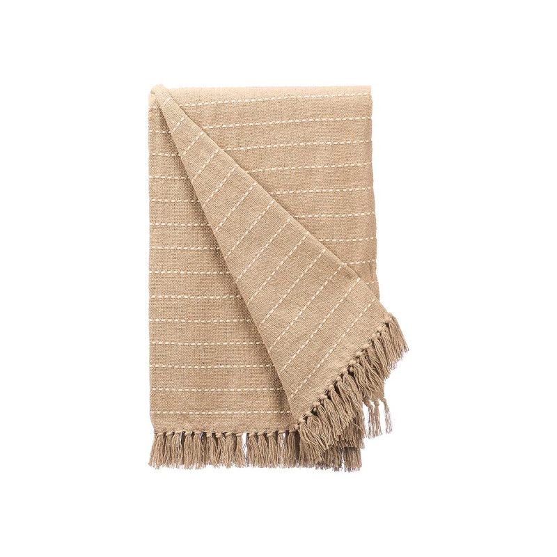 BEIGE STRIPED KNIT MULTI-PUPROSE THROW 160X240CM