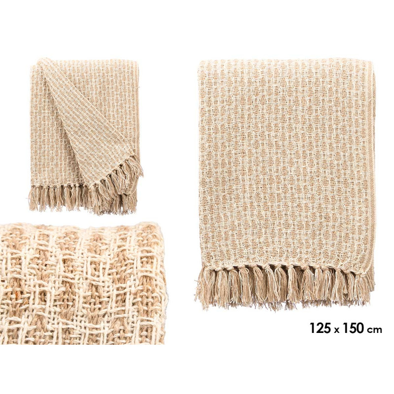CREAM WOVEN MULTI-PURPOSE THROW 125X150CM