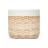 VASO CEMENTO EFFETTO RATTAN 14CM BIANCO