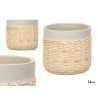 VASO CEMENTO EFFETTO RATTAN 16CM GRIGIO