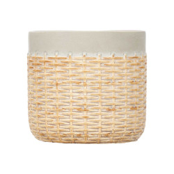 VASO CEMENTO EFFETTO RATTAN 16CM GRIGIO