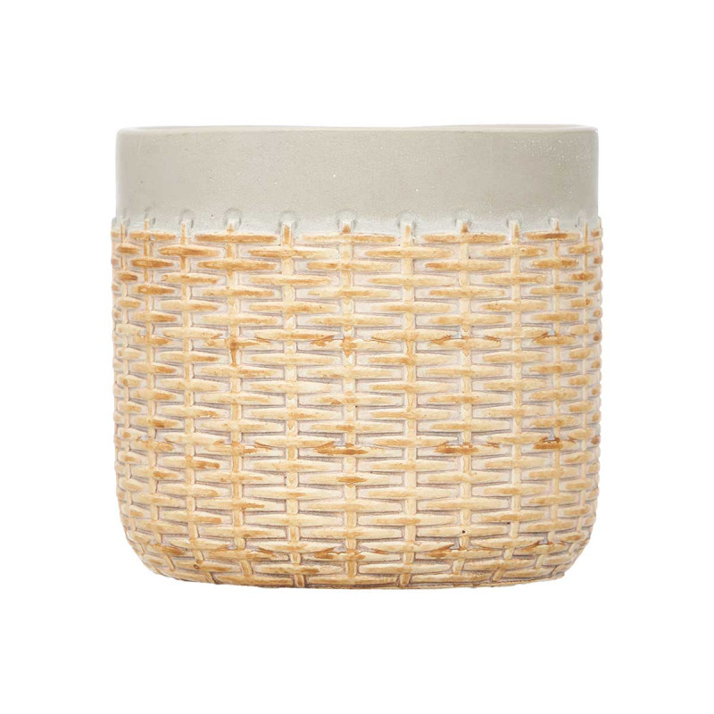 VASO CIMENTO EFEITO RATTAN 16CM CINZENTO