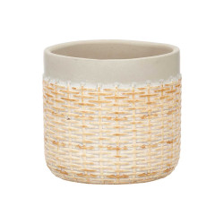 VASO CIMENTO EFEITO RATTAN 14CM CINZENTO