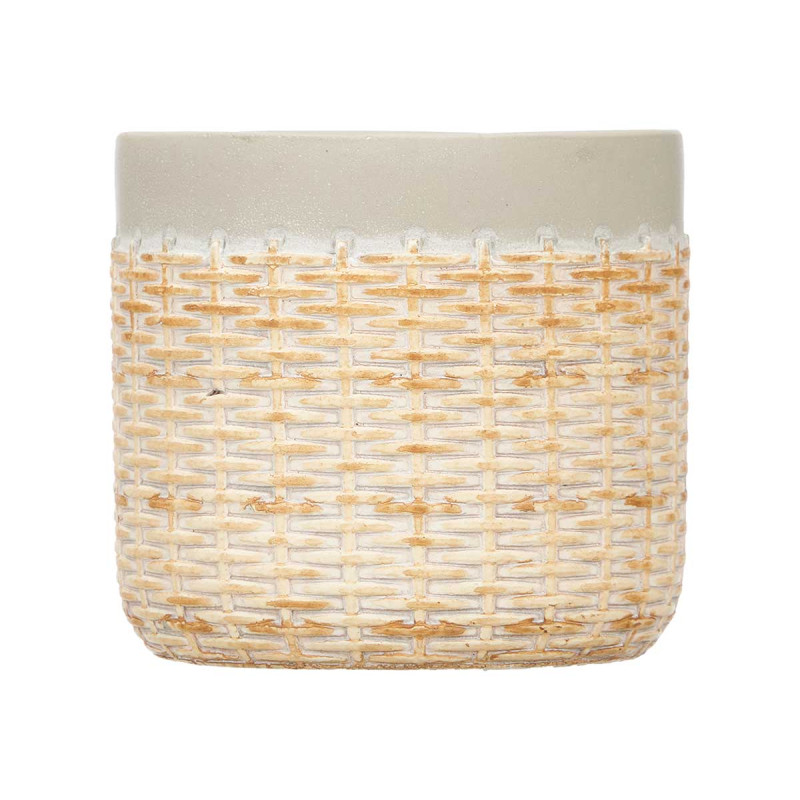 VASO CIMENTO EFEITO RATTAN 14CM CINZENTO