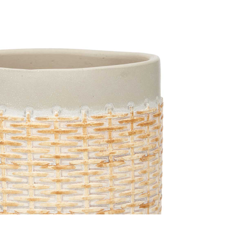 VASO CIMENTO EFEITO RATTAN 14CM CINZENTO