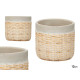CEMENT POT RATTAN EFFECT 12CM GREY