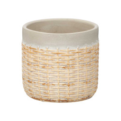 VASO CIMENTO EFEITO RATTAN 12CM CINZENTO
