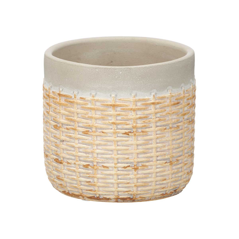 VASO CIMENTO EFEITO RATTAN 12CM CINZENTO