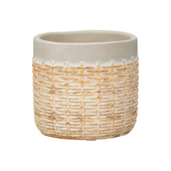 VASO CIMENTO EFEITO RATTAN 10CM CINZENTO