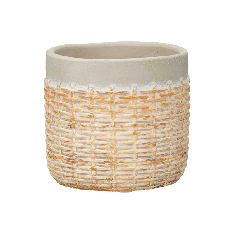 POT EN CIMENT EFFET ROTIN 10CM GRIS