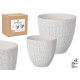 SET 2 CHEQUERED POTS WHITE 20 26CM  